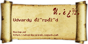 Udvardy Árpád névjegykártya