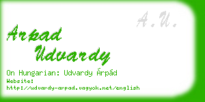 arpad udvardy business card